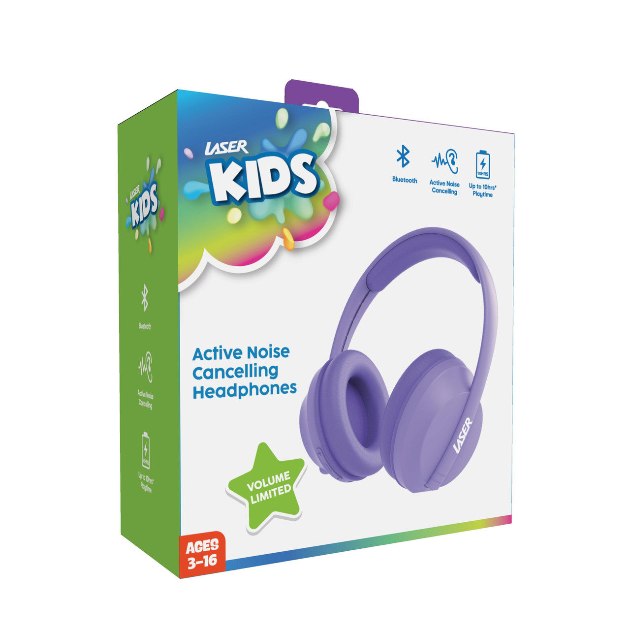 Laser Volume-Limited ANC Kids Wireless Headphones – Lila - Electronics > Headphones and Earphones > Over Ear Headphones