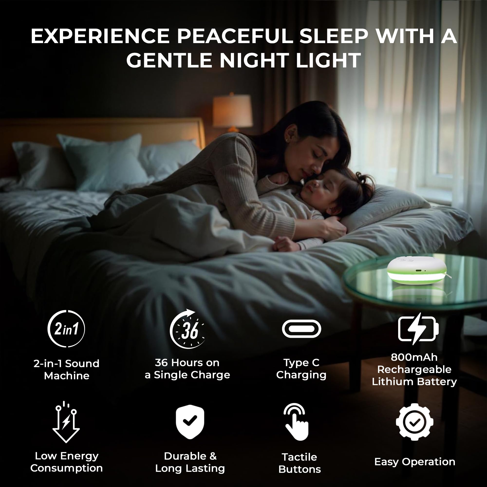 White Noise Machine for Emotional Regulation & Sleep Routines Portable Sensory Sound Support Device - Health & Beauty > Health & Wellbeing > Monitoring & Testing