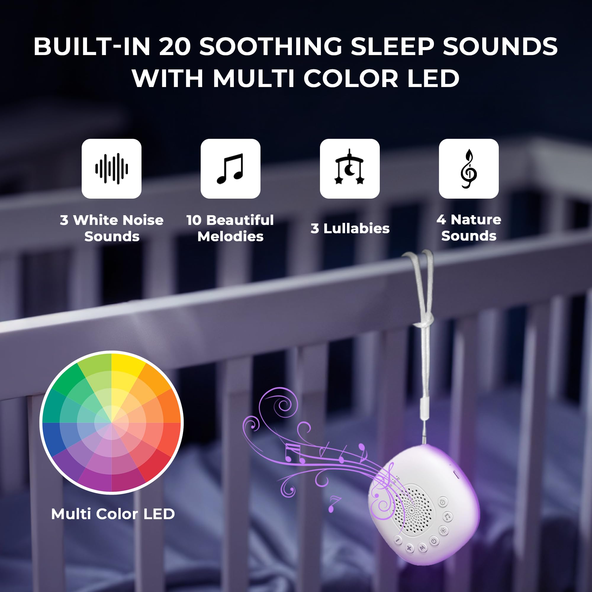 White Noise Machine for Emotional Regulation & Sleep Routines Portable Sensory Sound Support Device - Health & Beauty > Health & Wellbeing > Monitoring & Testing