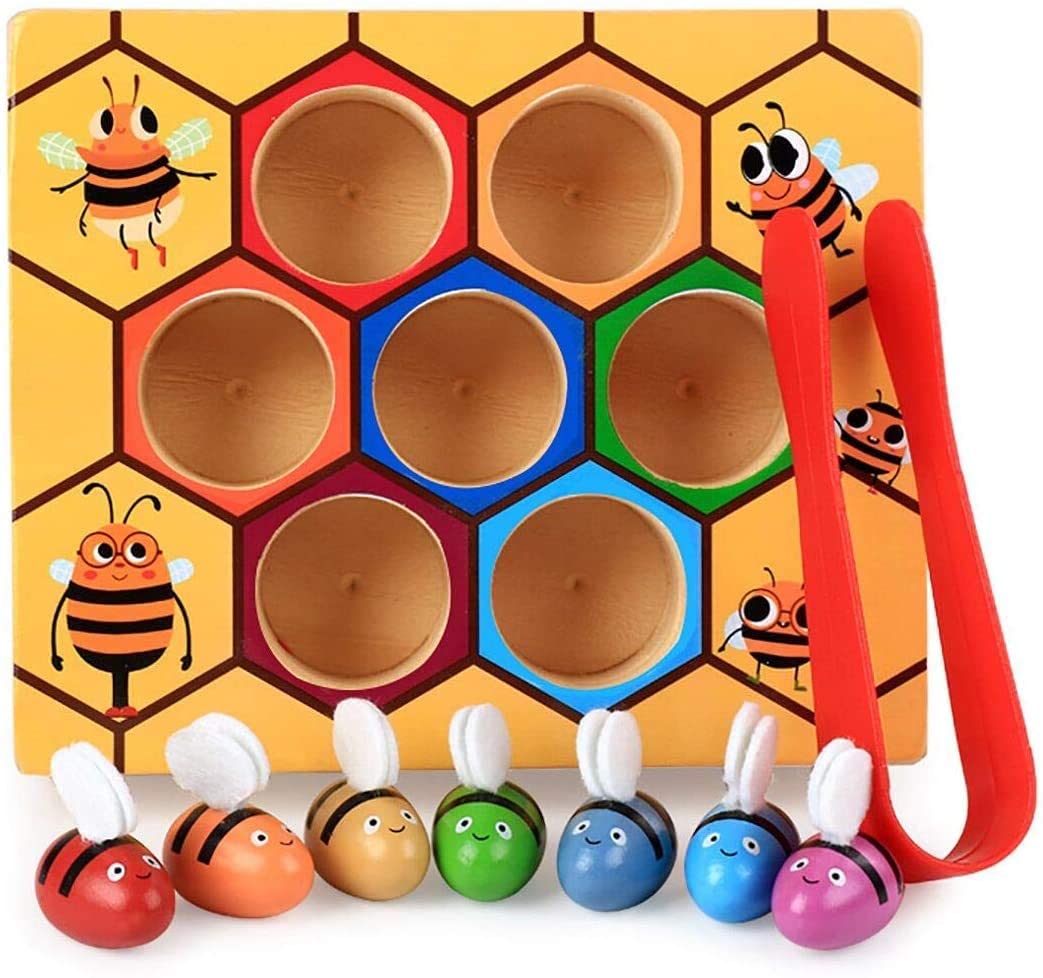 Wooden Bee Toddler Fine Motor Skill Toy - (Montessori Wooden Puzzle Early Learning Preschool Educational Kids) - Baby & Kids > Baby & Kid's Toys > Outdoor Play Equipment