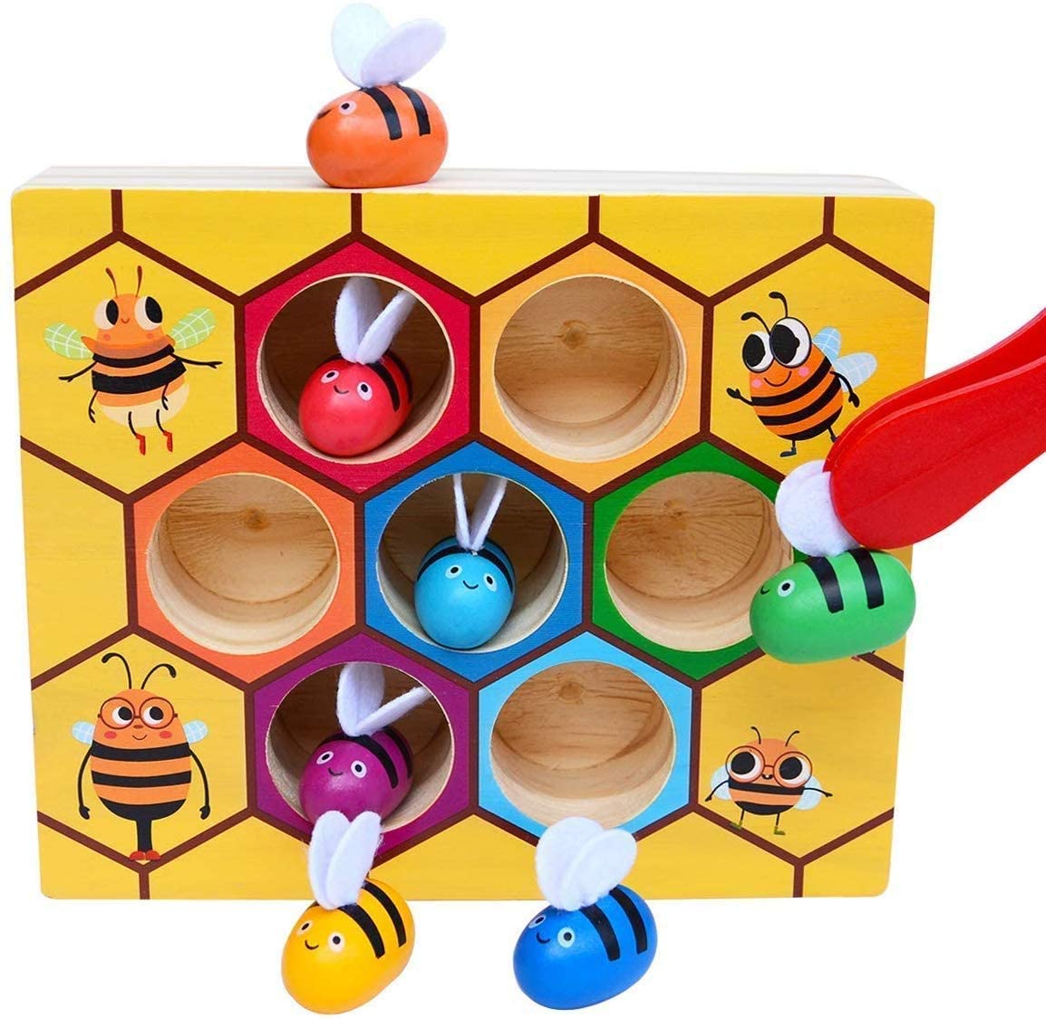 Wooden Bee Toddler Fine Motor Skill Toy - (Montessori Wooden Puzzle Early Learning Preschool Educational Kids) - Baby & Kids > Baby & Kid's Toys > Outdoor Play Equipment
