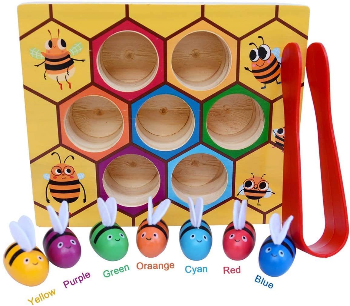 Wooden Bee Toddler Fine Motor Skill Toy - (Montessori Wooden Puzzle Early Learning Preschool Educational Kids) - Baby & Kids > Baby & Kid's Toys > Outdoor Play Equipment