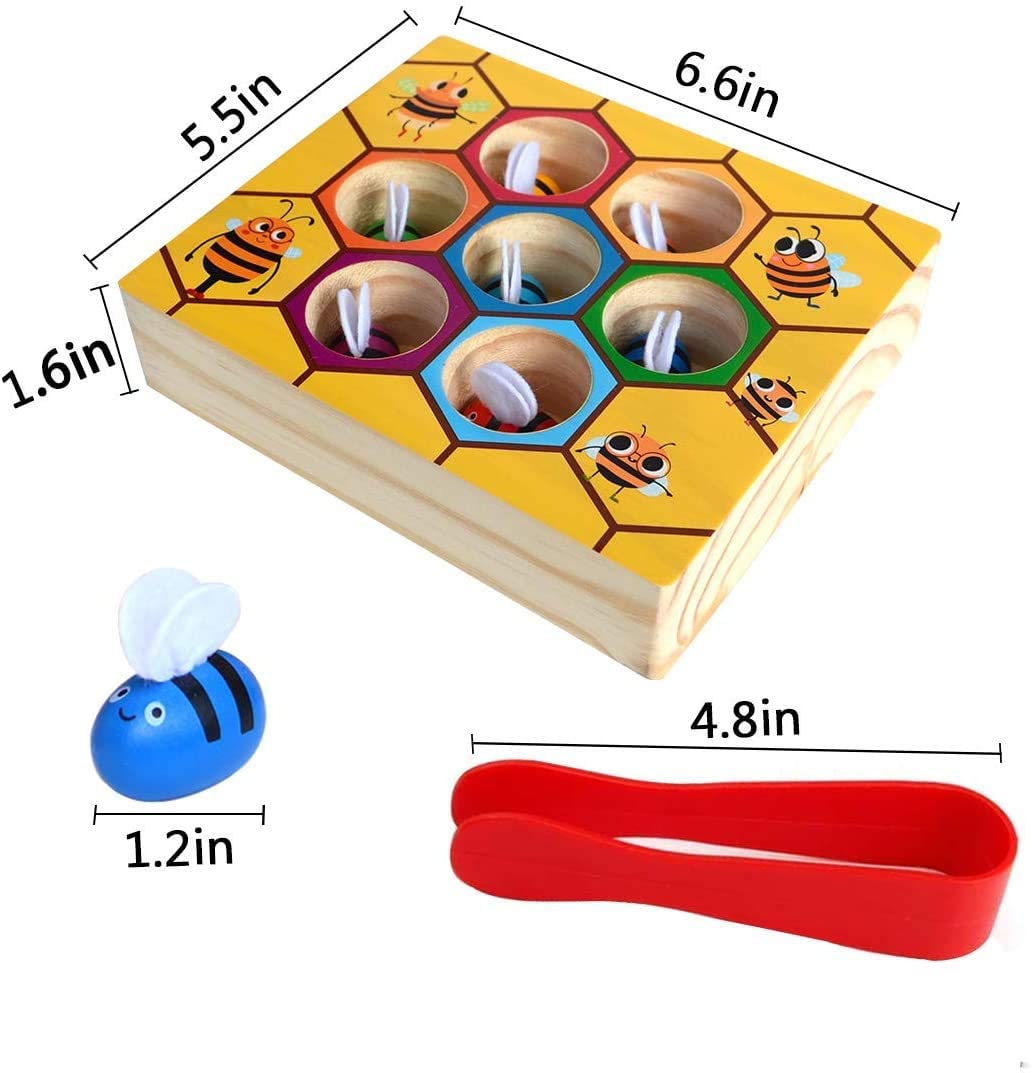 Wooden Bee Toddler Fine Motor Skill Toy - (Montessori Wooden Puzzle Early Learning Preschool Educational Kids) - Baby & Kids > Baby & Kid's Toys > Outdoor Play Equipment