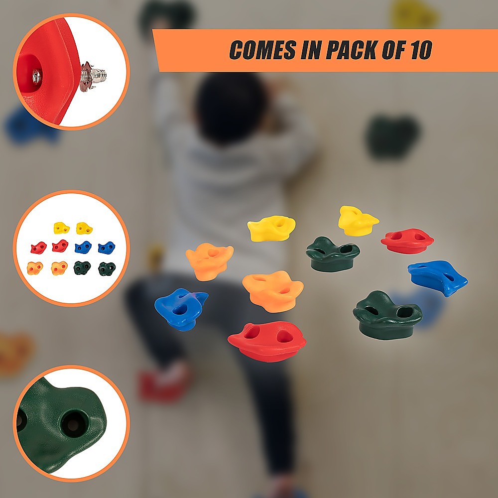 Rock Climbing Holds – 10 Piece Set for Motor Skill Development - Baby & Kids > Baby & Kid's Toys > Activity Toys
