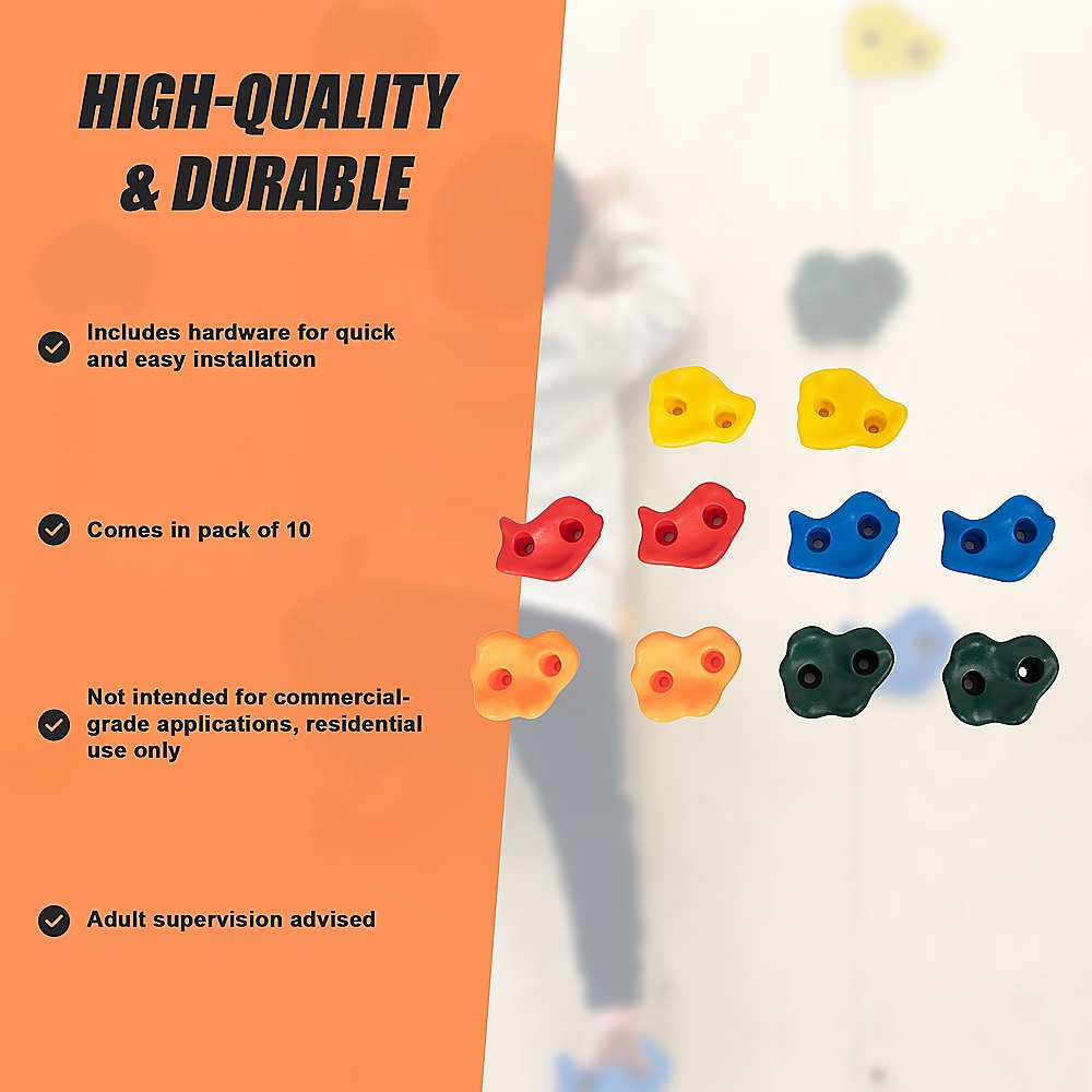 Rock Climbing Holds – 10 Piece Set for Motor Skill Development - Baby & Kids > Baby & Kid's Toys > Activity Toys